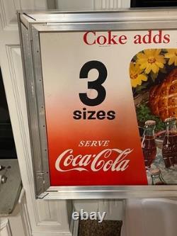 Gorgeous 1950 Coca Cola Cardboard with Original Frame DOUBLE SIDED. NEAR MINT