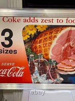 Gorgeous 1950 Coca Cola Cardboard with Original Frame DOUBLE SIDED. NEAR MINT