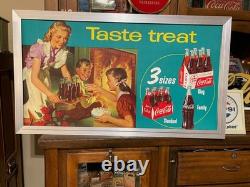 Gorgeous 1950 Coca Cola Cardboard with Original Frame DOUBLE SIDED. NEAR MINT