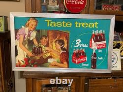 Gorgeous 1950 Coca Cola Cardboard with Original Frame DOUBLE SIDED. NEAR MINT