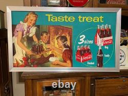 Gorgeous 1950 Coca Cola Cardboard with Original Frame DOUBLE SIDED. NEAR MINT