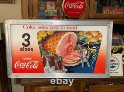 Gorgeous 1950 Coca Cola Cardboard with Original Frame DOUBLE SIDED. NEAR MINT