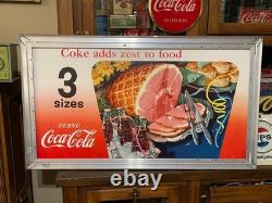 Gorgeous 1950 Coca Cola Cardboard with Original Frame DOUBLE SIDED. NEAR MINT
