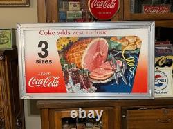 Gorgeous 1950 Coca Cola Cardboard with Original Frame DOUBLE SIDED. NEAR MINT