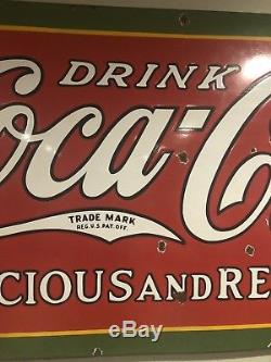 HUGE 1930 Coca Cola Porcelain Sign with frame 8 FT wide Advertising Antique