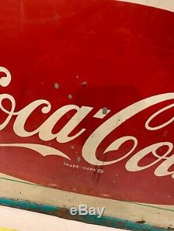 HUGE 55 Rare VINTAGE COCA COLA SIGN 50s 60s COCA COLA FISH TAIL SIGN Can