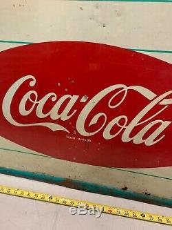 HUGE 55 Rare VINTAGE COCA COLA SIGN 50s 60s COCA COLA FISH TAIL SIGN Can