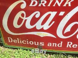 HUGE VinTagE 1933 COCA-COLA Coke FOUNTAIN SERVICE Porcelain Sign 8' x 4-1/2