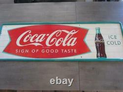 HUGE Vintage Coca-Cola Fish Tail Sign Original 55 x 18 Antique Coke 10442