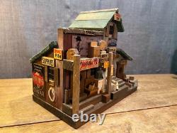 Hand Made ML Studtman Birdhouse Fishing House Coca Cola Sign Bait Shop Folk Art