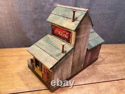 Hand Made ML Studtman Birdhouse Fishing House Coca Cola Sign Bait Shop Folk Art
