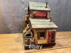 Hand Made ML Studtman Birdhouse Fishing House Coca Cola Sign Bait Shop Folk Art