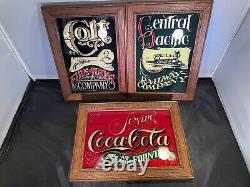 Hensley Colt 45 Firearms, Coca Cola, Central Pacific Rr Co 8 X 11 Mirror Set