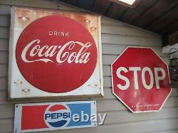 Huge 1930s Coca-Cola Metal Original Beveled Advertising Sign