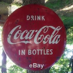 Huge 48 Vintage Drink Coca Cola In Bottles Porcelain Button Sign 48