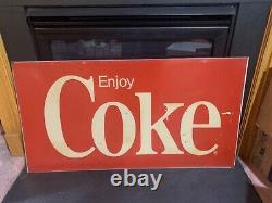 Huge Vintage Orig Enjoy COKE Coca-Cola Advertising Sign 45 × 24 Plexiglass