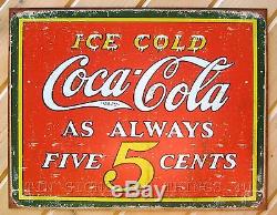 Ice Cold Coca Cola Always 5¢ TIN SIGN metal wall decor vintage coke diner 1471