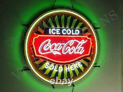 Ice Cold Coca Cola Sold Here 24x24 Vivid LED Neon Sign Light Lamp Dimmer