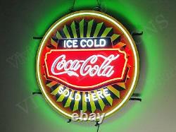 Ice Cold Coca Cola Sold Here 24x24 Vivid LED Neon Sign Light Lamp Dimmer