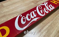 Iced Coca-Cola Here Store Advertisement 32 Porcelain Metal Door Push Bar Sign