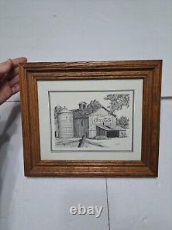 Joe Benjamin Signed 1993 Pen & Ink Drawing Barn With Coca Cola Sign Vintage MO