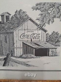 Joe Benjamin Signed 1993 Pen & Ink Drawing Barn With Coca Cola Sign Vintage MO