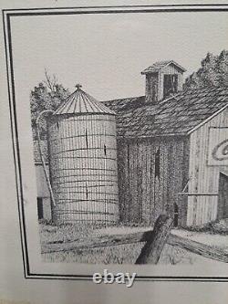 Joe Benjamin Signed 1993 Pen & Ink Drawing Barn With Coca Cola Sign Vintage MO