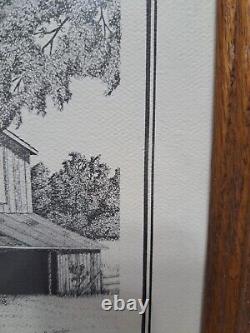 Joe Benjamin Signed 1993 Pen & Ink Drawing Barn With Coca Cola Sign Vintage MO
