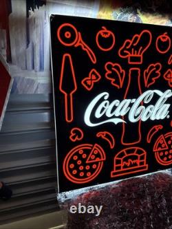 LARGE 24 Lighted (Neon Style) Coca-Cola Pizza Pizzeria Sign Italian