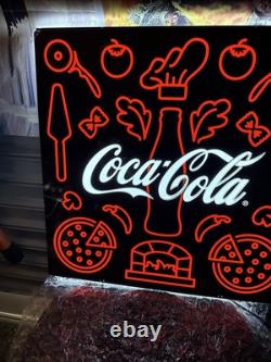 LARGE 24 Lighted (Neon Style) Coca-Cola Pizza Pizzeria Sign Italian