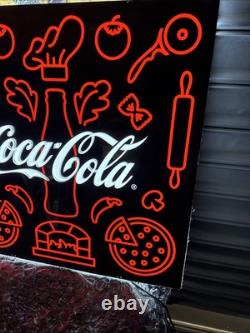 LARGE 24 Lighted (Neon Style) Coca-Cola Pizza Pizzeria Sign Italian