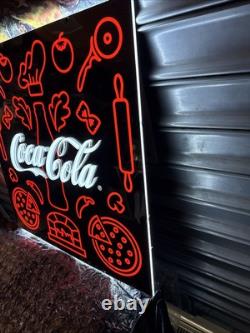 LARGE 24 Lighted (Neon Style) Coca-Cola Pizza Pizzeria Sign Italian