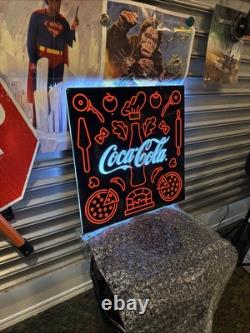 LARGE 24 Lighted (Neon Style) Coca-Cola Pizza Pizzeria Sign Italian