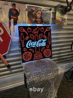 LARGE 24 Lighted (Neon Style) Coca-Cola Pizza Pizzeria Sign Italian