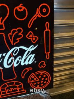 LARGE 24 Lighted (Neon Style) Coca-Cola Pizza Pizzeria Sign Italian