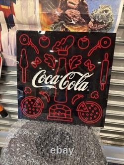 LARGE 24 Lighted (Neon Style) Coca-Cola Pizza Pizzeria Sign Italian