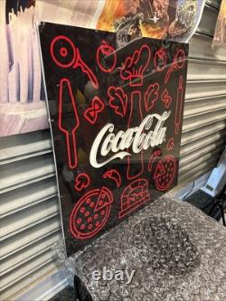 LARGE 24 Lighted (Neon Style) Coca-Cola Pizza Pizzeria Sign Italian