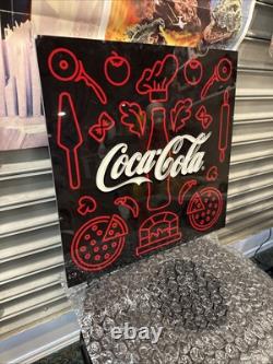 LARGE 24 Lighted (Neon Style) Coca-Cola Pizza Pizzeria Sign Italian