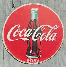 LARGE 36IN Classic Coke Glass Bottle Coca-Cola Antique Style METAL Hanging Sign