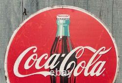 LARGE 36IN Classic Coke Glass Bottle Coca-Cola Antique Style METAL Hanging Sign