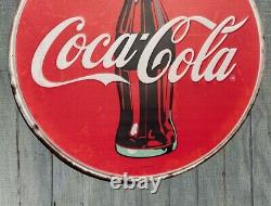 LARGE 36IN Classic Coke Glass Bottle Coca-Cola Antique Style METAL Hanging Sign