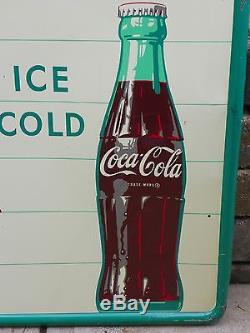 Large Drink Coca Cola Ice Cold Bottle Fishtail Sign. Strong Colors. 55 X 32