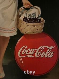 LARGE Original 1945 Coca Cola Home refreshment on the way Cardboard Sign/Ad