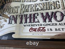 LARGE VINTAGE COCA COLA MIRROR IN WOOD FRAME CLASSIC PUB BAR SIGN (36x24)