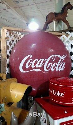 Large 1950's Coca-Cola Button Sign 48 Good Condition