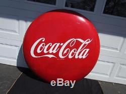 Large 1950's Coca-Cola Button Sign 48 Great Condition