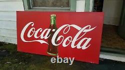 Large 32x62.5 Vintage Coca-Cola Sign Coke Bottle AM 9-54 Soda Pop Drink