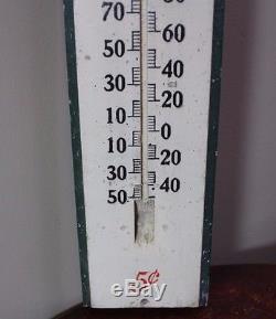 Large Antique Early 20thC Wood Coca Cola Wood Advertising Thermometer Sign