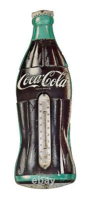 Large Coca-Cola Bottle Shaped Thermometer Tin Sign 29 Coke Advertising