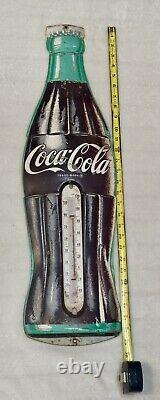 Large Coca-Cola Bottle Shaped Thermometer Tin Sign 29 Coke Advertising